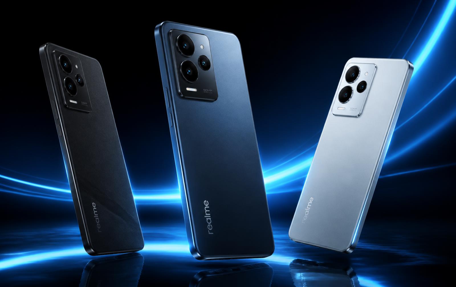 Smartphones modernos com iluminação azul